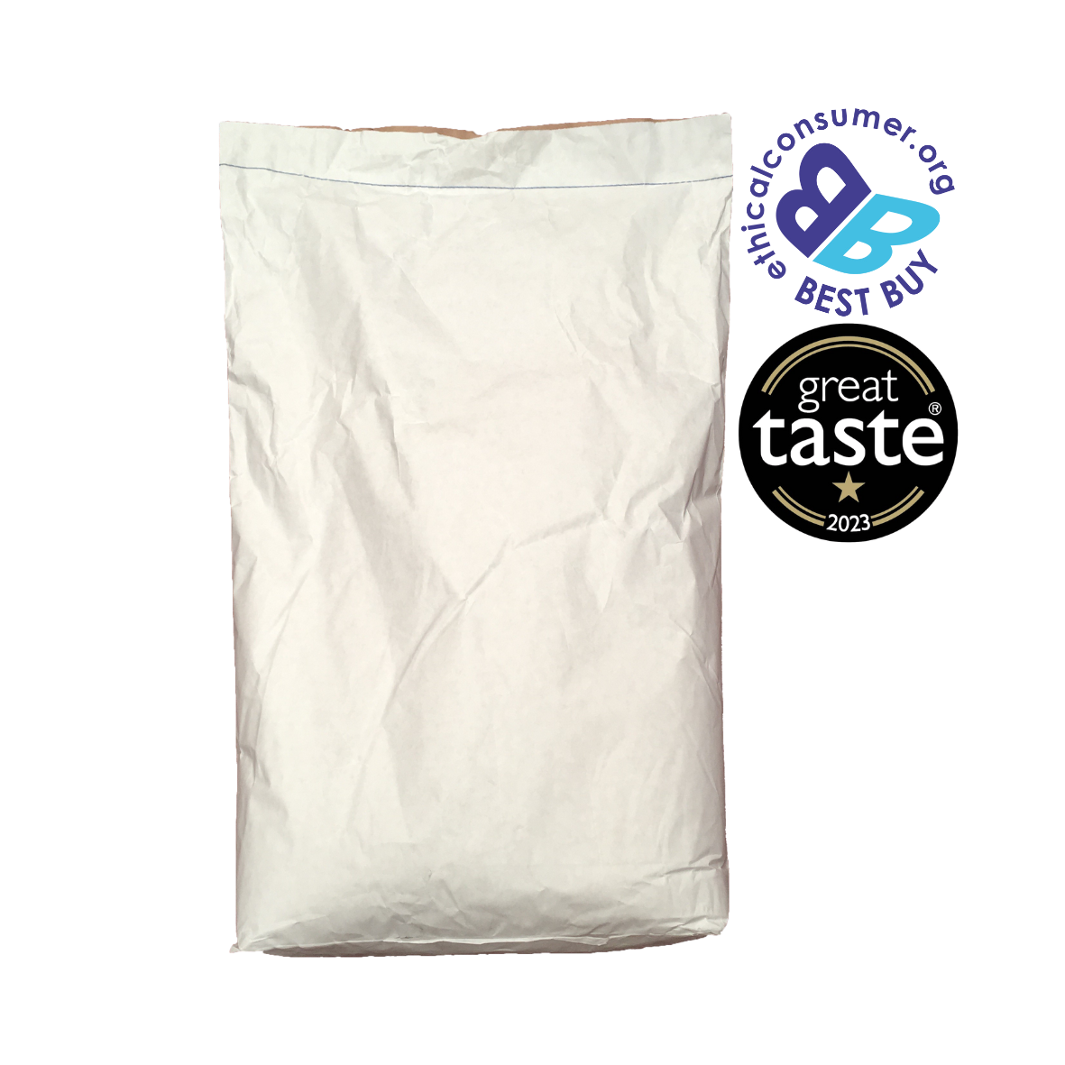 White bag with 'Great Taste' and 'Best Buy' logos on a white background