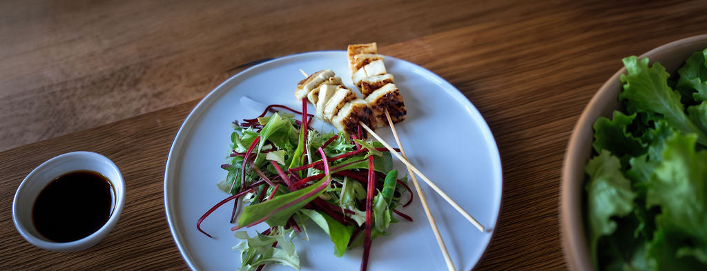 Mango Glazed Halloumi Skewers