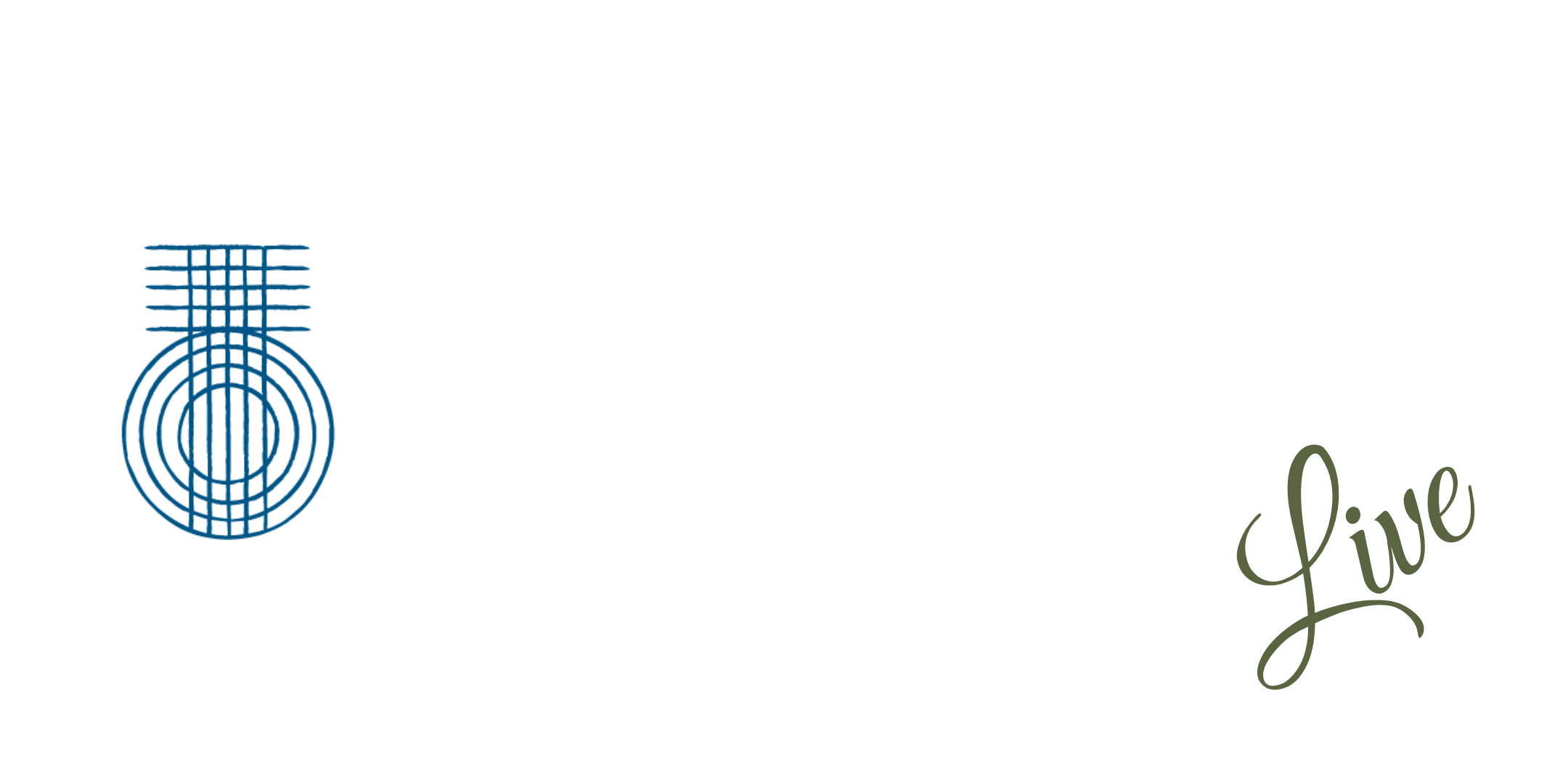 Blue True Origin Logo on the left and the word 'Live' in cursive on the right against a white background