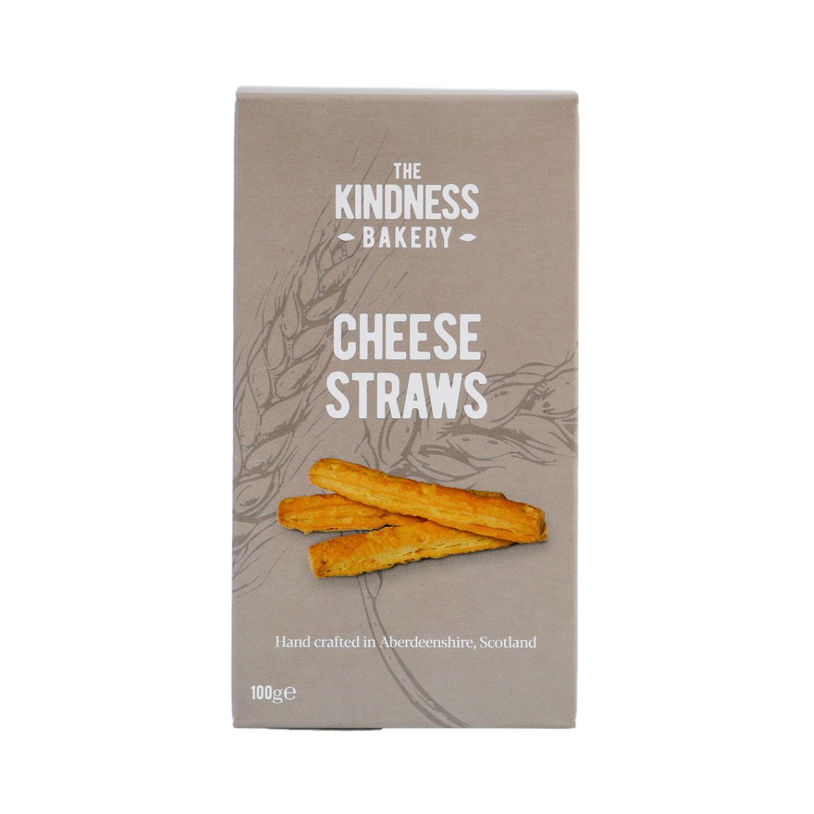 Box of The Kindness Bakery Cheese Straws on a white background