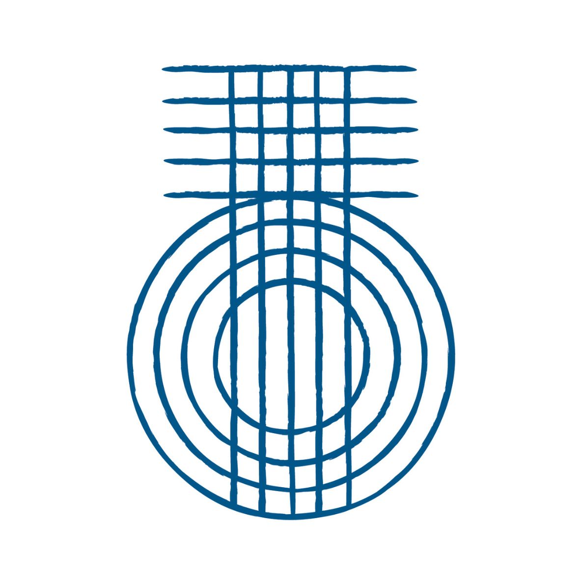 Blue True Origin weave 'TO' symbol on a white background