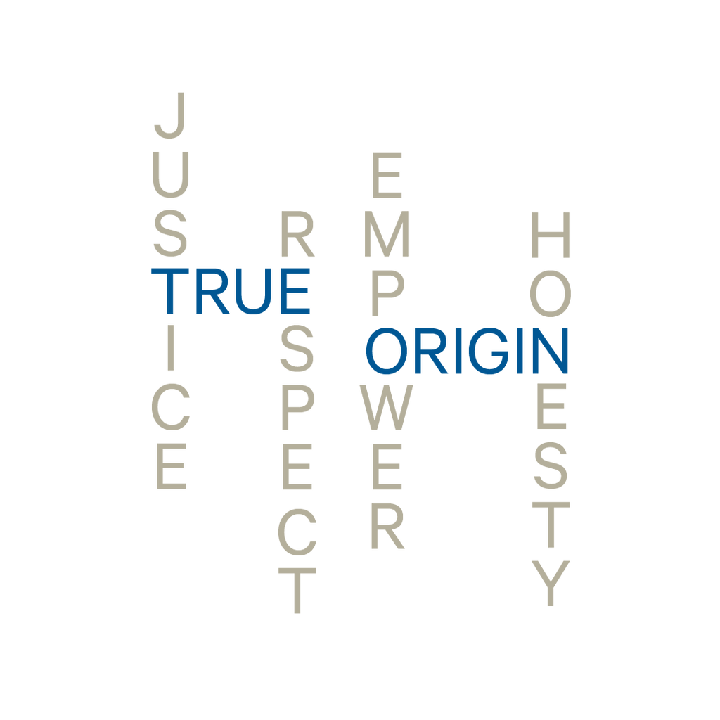 The values of True Origin in an acrostic pattern.